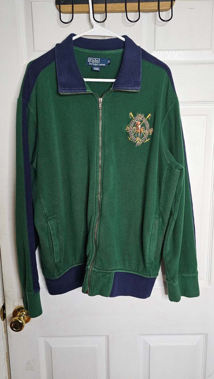 Vintage Polo by Ralph Lauren New York Crest Knit Zip-Up Track Jacket